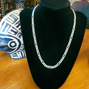 Italian Sterling Silver Figaro Necklace NWT 18